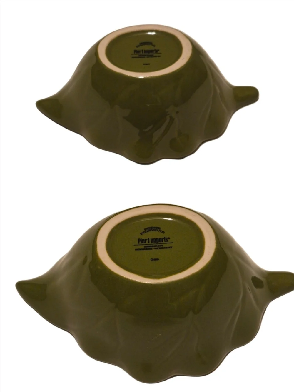 Pier 1 Olive Leaf Ceramic Snack Or Condiments Bowl's